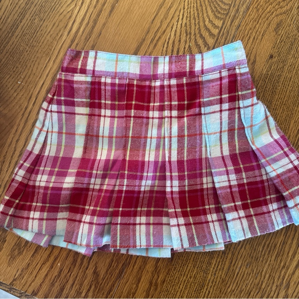 Janie and Jack Pink and White Plaid Pleated Skirt